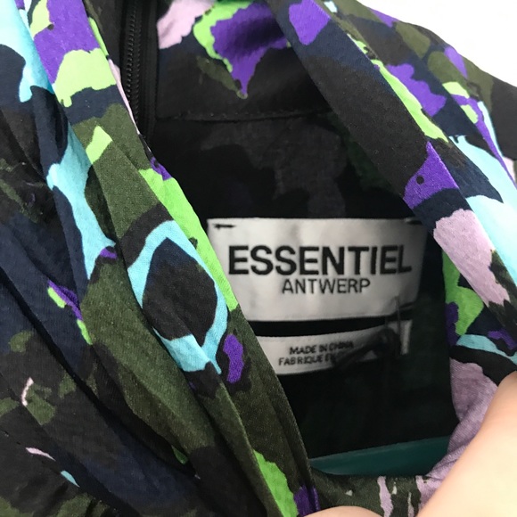 NWT Essentiel Antwerp Wengling Silk Mock Neck Floral Tie Sash Winter 2020 Dress - Picture 12 of 16
